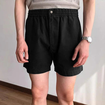 AIDASE  -  Fashion Solid Color Elastic Waist Straight Shorts Men Summer Leisure Breathable Short Pant New Casual Mens Slim Shorts Outdoor aidase-shop